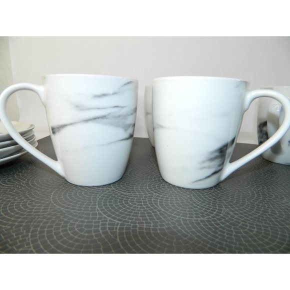 Marble Design Mugs Set of 4 H2K Home to Kitchen Porcelain Marble Effect Cups - Picture 2 of 12